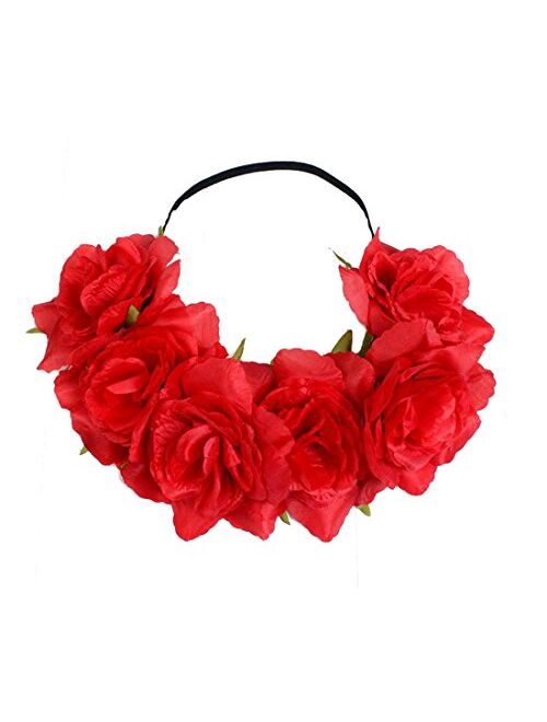 Floral Fall Rose Holiday Crown Festival Headbands Hippie Flower Headpiece F-53