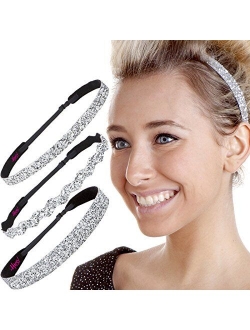 Hipsy Women's Adjustable NO SLIP Bling Glitter Headband Mixed Pack