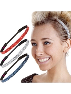 Hipsy Women's Adjustable NO SLIP Bling Glitter Headband Mixed Pack