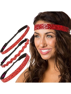 Hipsy Women's Adjustable NO SLIP Bling Glitter Headband Mixed Pack