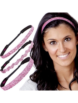 Hipsy Women's Adjustable NO SLIP Bling Glitter Headband Mixed Pack