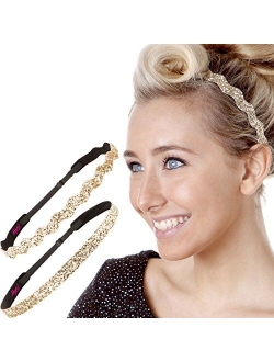 Hipsy Women's Adjustable NO SLIP Bling Glitter Headband Mixed Pack