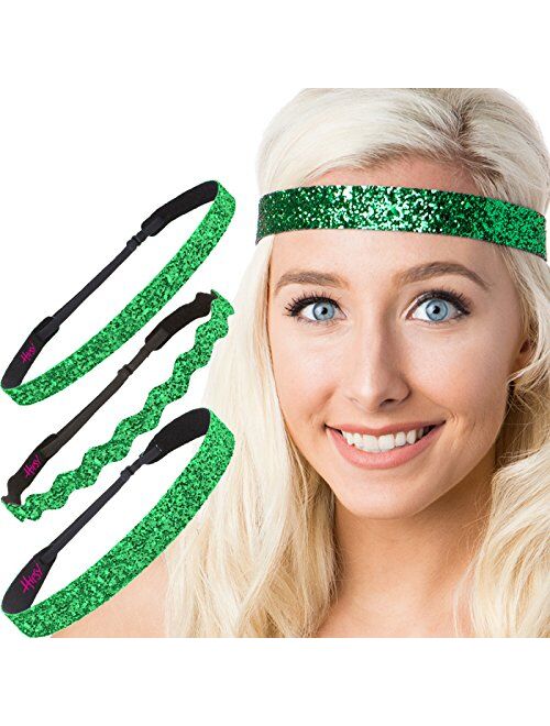 Hipsy Women's Adjustable NO SLIP Bling Glitter Headband Mixed Pack