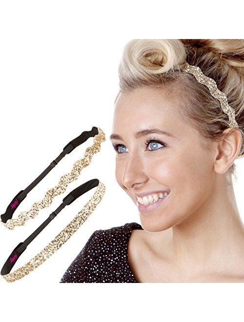 Hipsy Women's Adjustable NO SLIP Bling Glitter Headband Mixed Pack