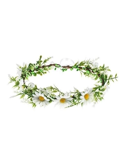 DDazzling Green Leaf Floral Crown Eucalyptus Flower Women Girls Headband Flower Headpiece Bridal Halo Photo Prop