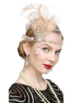 Art Deco 1920s Flapper Great Gatsby Leaf Wedding Bridal Tiara Pearl Headpiece Headband