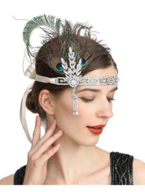 Art Deco 1920s Flapper Great Gatsby Leaf Wedding Bridal Tiara Pearl Headpiece Headband