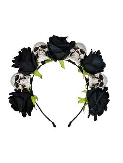 DreamLily Frida Kahlo Mexican Flower Crown Headband Party Costume Dia de Los Muertos Day of The Dead Headpiece NC12