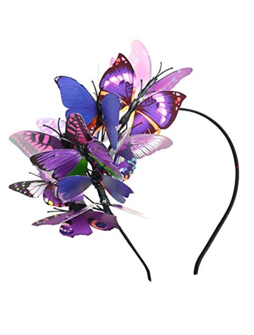 Butterfly Fascinator Hat Monarch Derby Headband Festival Crown Halloween Costume Bohemian Wedding Headpiece