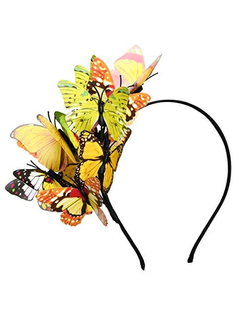 Butterfly Fascinator Hat Monarch Derby Headband Festival Crown Halloween Costume Bohemian Wedding Headpiece