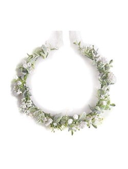 FIDDY898 Artificial Floral Crown Green Flower Crown Floral Bridal Headpiece for Photo Prop