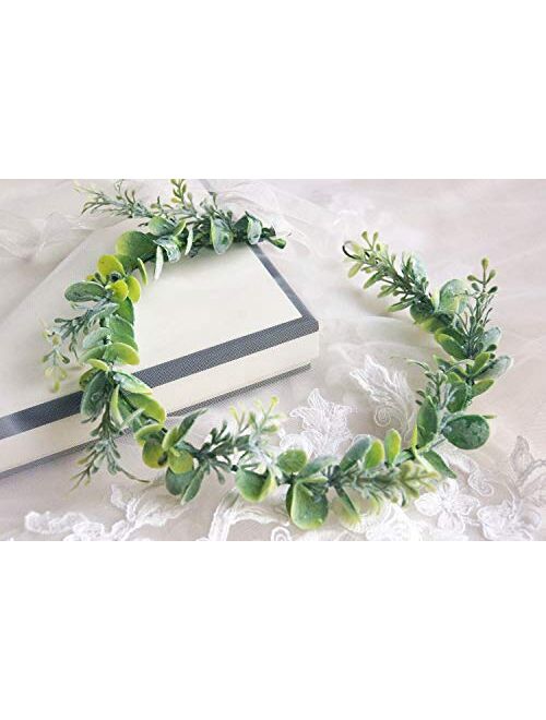 FIDDY898 Artificial Floral Crown Green Flower Crown Floral Bridal Headpiece for Photo Prop