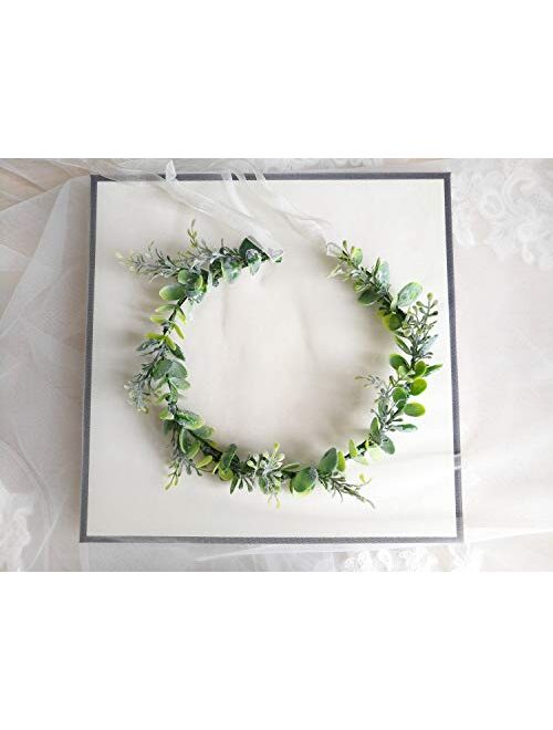 FIDDY898 Artificial Floral Crown Green Flower Crown Floral Bridal Headpiece for Photo Prop