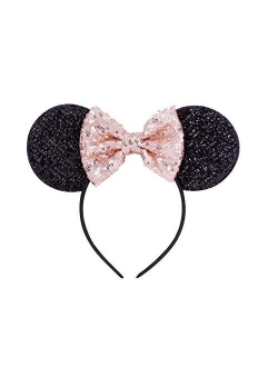 Kewl Fashion Sequins Bowknot Lovely Mouse Ears Headband Headwear for Travel Festivals