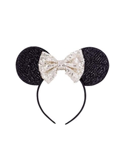 Kewl Fashion Sequins Bowknot Lovely Mouse Ears Headband Headwear for Travel Festivals