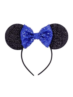 Kewl Fashion Sequins Bowknot Lovely Mouse Ears Headband Headwear for Travel Festivals