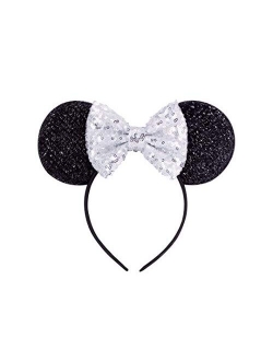 Kewl Fashion Sequins Bowknot Lovely Mouse Ears Headband Headwear for Travel Festivals