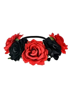 June Bloomy Rose Floral Crown Garland Flower Headband Headpiece for Wedding Festival