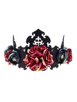 Love Sweety Halloween Vintage Crown Rose Headband Gothic Floral Headpiece