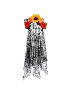 Floral Fall Day of the Dead Flower Crown Festival Headband Rose Mexican Floral Headpiece HC-23