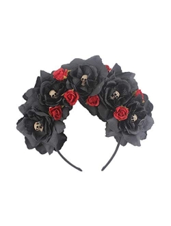 Floral Fall Day of the Dead Flower Crown Festival Headband Rose Mexican Floral Headpiece HC-23