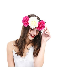 DreamLily Day of The Dead Headband Costume Rose Flower Crown Mexican Headpiece BC40