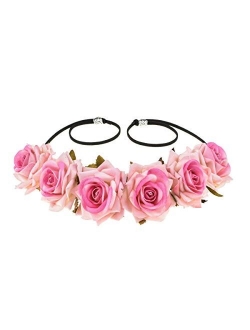 Floral Fall Rose Red Rose Flower Crown Woodland Hair Wreath Festival Headband F-67