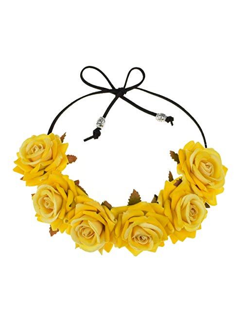 Floral Fall Rose Red Rose Flower Crown Woodland Hair Wreath Festival Headband F-67