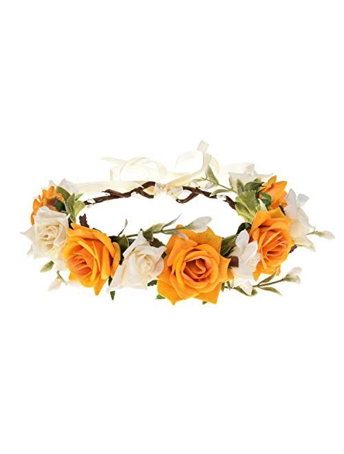 Floral Fall Rose Red Rose Flower Crown Woodland Hair Wreath Festival Headband F-67