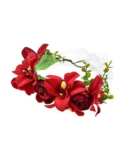 DDazzling Women Flower Headband Wreath Crown Floral Wedding Garland Wedding Festivals Photo Props