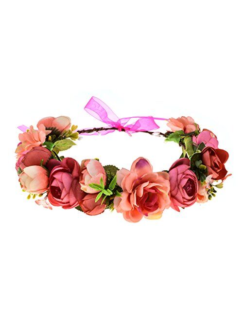 DDazzling Women Flower Headband Wreath Crown Floral Wedding Garland Wedding Festivals Photo Props