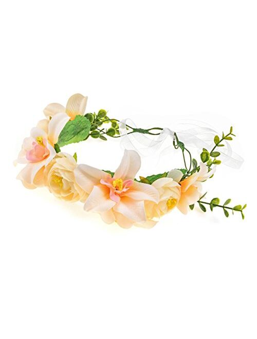 DDazzling Women Flower Headband Wreath Crown Floral Wedding Garland Wedding Festivals Photo Props