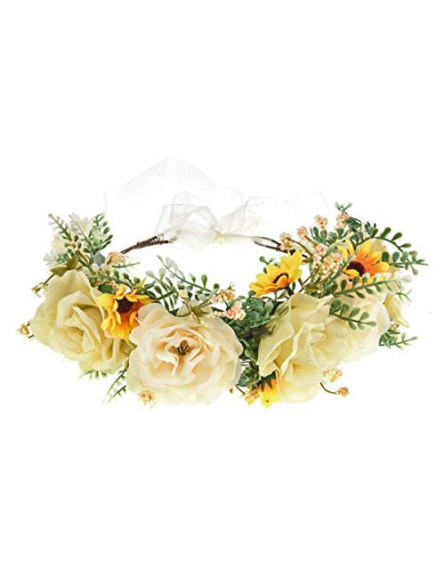 DDazzling Women Flower Headband Wreath Crown Floral Wedding Garland Wedding Festivals Photo Props