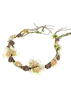 Floral Fall Adjustable Bridal Flower Garland Headband Flower Crown Hair Wreath Halo F-83