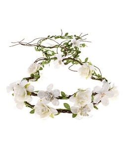 Floral Fall Adjustable Bridal Flower Garland Headband Flower Crown Hair Wreath Halo F-83