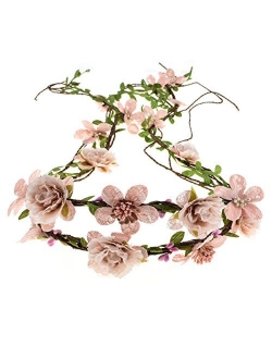 Floral Fall Adjustable Bridal Flower Garland Headband Flower Crown Hair Wreath Halo F-83