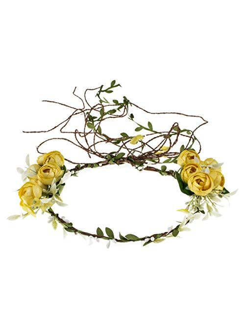 Floral Fall Adjustable Bridal Flower Garland Headband Flower Crown Hair Wreath Halo F-83