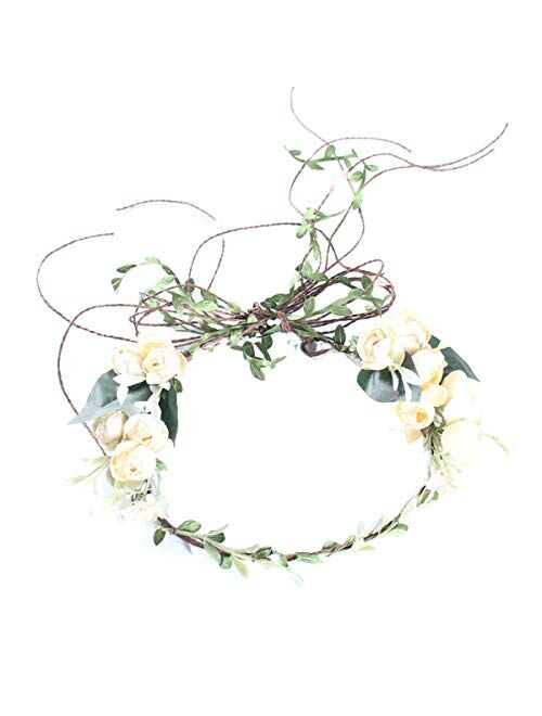 Floral Fall Adjustable Bridal Flower Garland Headband Flower Crown Hair Wreath Halo F-83