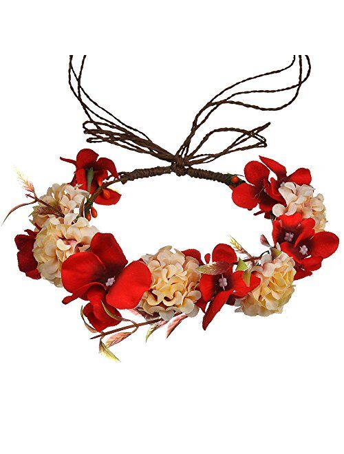 Floral Fall Adjustable Bridal Flower Garland Headband Flower Crown Hair Wreath Halo F-83