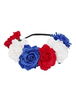 DreamLily Women's Hawaiian Stretch Rose Flower Headband Floral Crown for Garland Party BC12