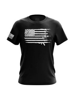 Pro Gun US Flag Military Army Mens T-Shirt Printed & Packaged in The USA