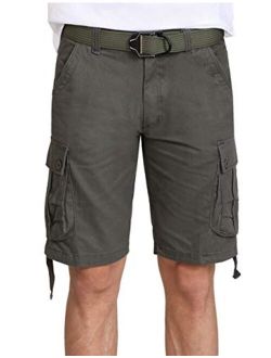 SAOVERE Men's Casual Cargo Shorts Relaxed Fit Multi-Pockets Cotton Twill 11 Inch Inseam