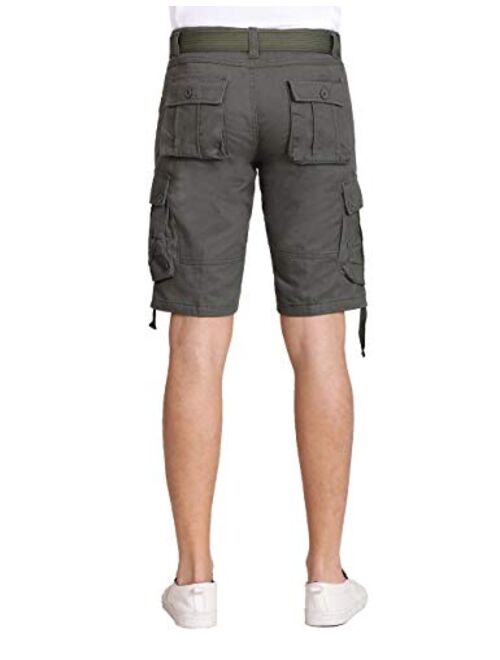 SAOVERE Men's Casual Cargo Shorts Relaxed Fit Multi-Pockets Cotton Twill 11 Inch Inseam