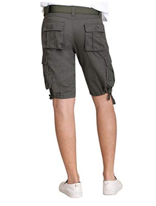 SAOVERE Men's Casual Cargo Shorts Relaxed Fit Multi-Pockets Cotton Twill 11 Inch Inseam