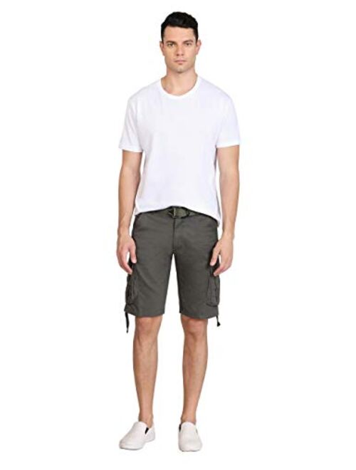 SAOVERE Men's Casual Cargo Shorts Relaxed Fit Multi-Pockets Cotton Twill 11 Inch Inseam