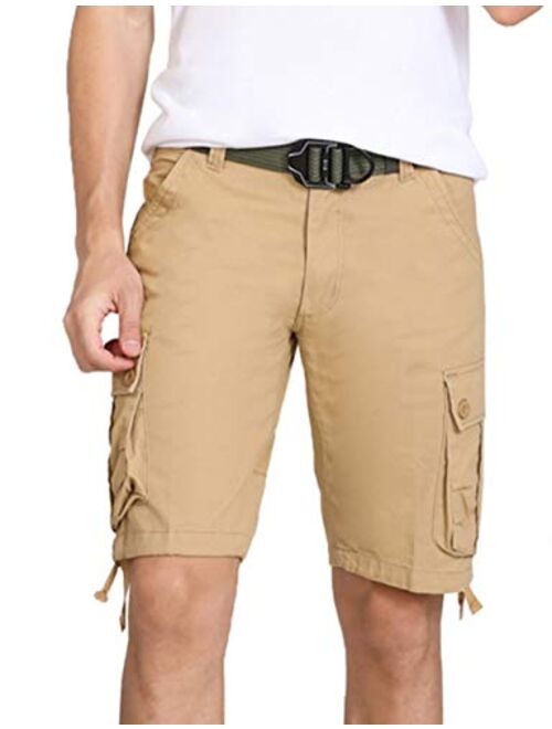 SAOVERE Men's Casual Cargo Shorts Relaxed Fit Multi-Pockets Cotton Twill 11 Inch Inseam