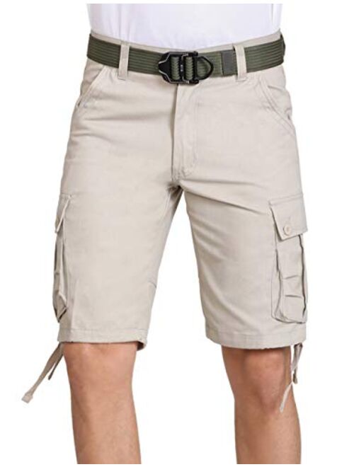 SAOVERE Men's Casual Cargo Shorts Relaxed Fit Multi-Pockets Cotton Twill 11 Inch Inseam