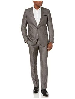 Unlisted Men's Slim Fit Suit, Silver Plaid, 48L