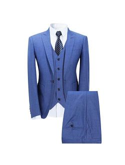 Mens 3 Piece Elegant Suit Set Dress 1 Button Dinner Blazer Tux Jacket Vest Pants