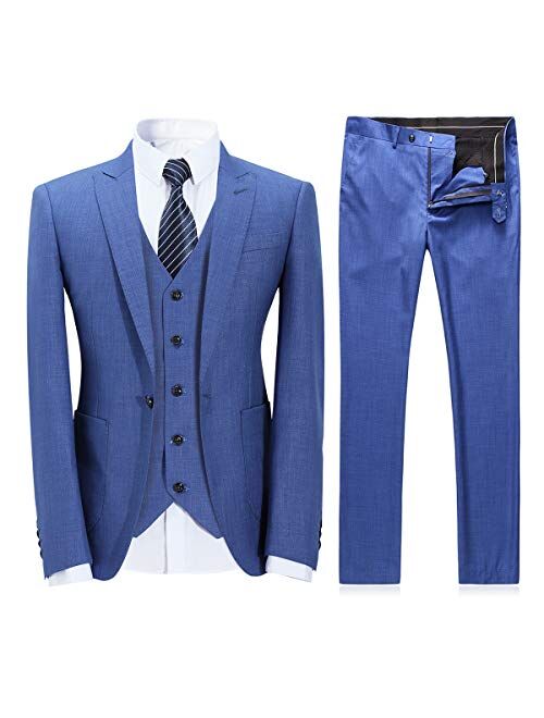 Mens 3 Piece Elegant Suit Set Dress 1 Button Dinner Blazer Tux Jacket Vest Pants